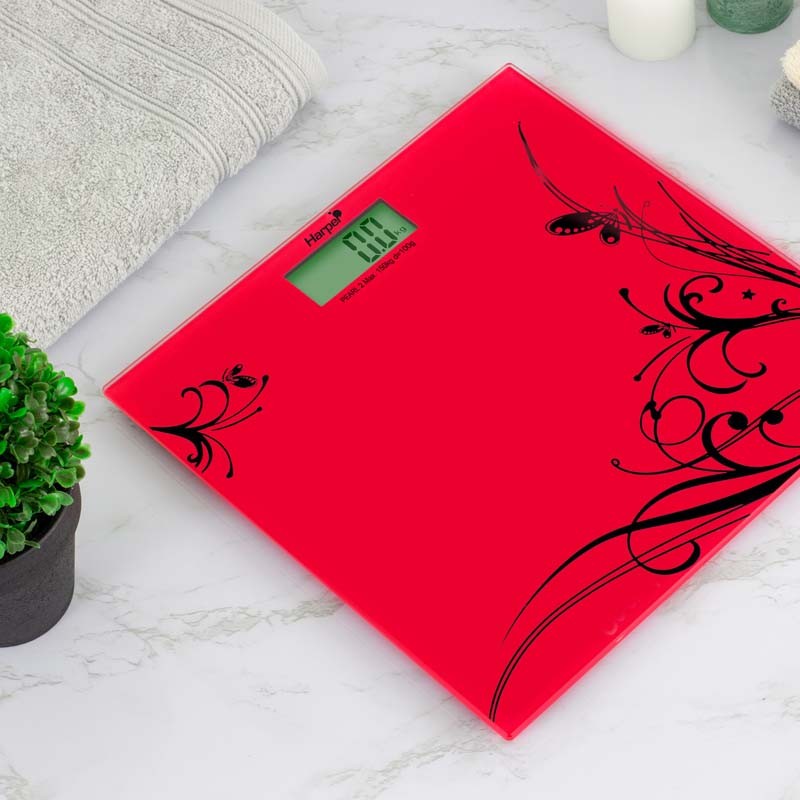 Pèse personne extra slim écran digital PEARL2 rouge Harper