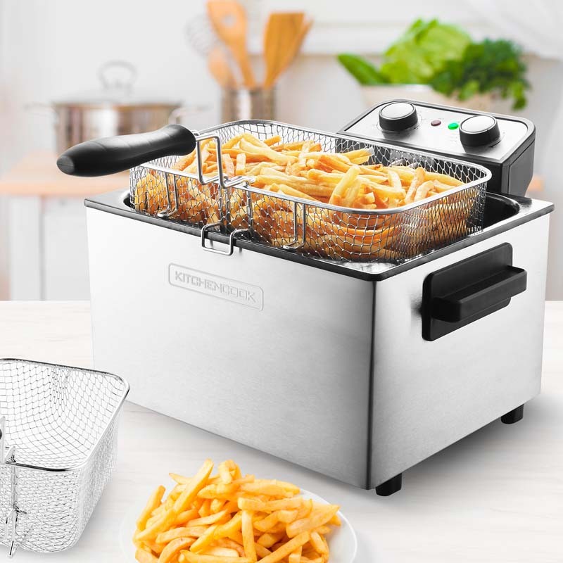 Friteuse semi-pro en inox 5L 3 paniers K-FRY XL gris Kitchencook