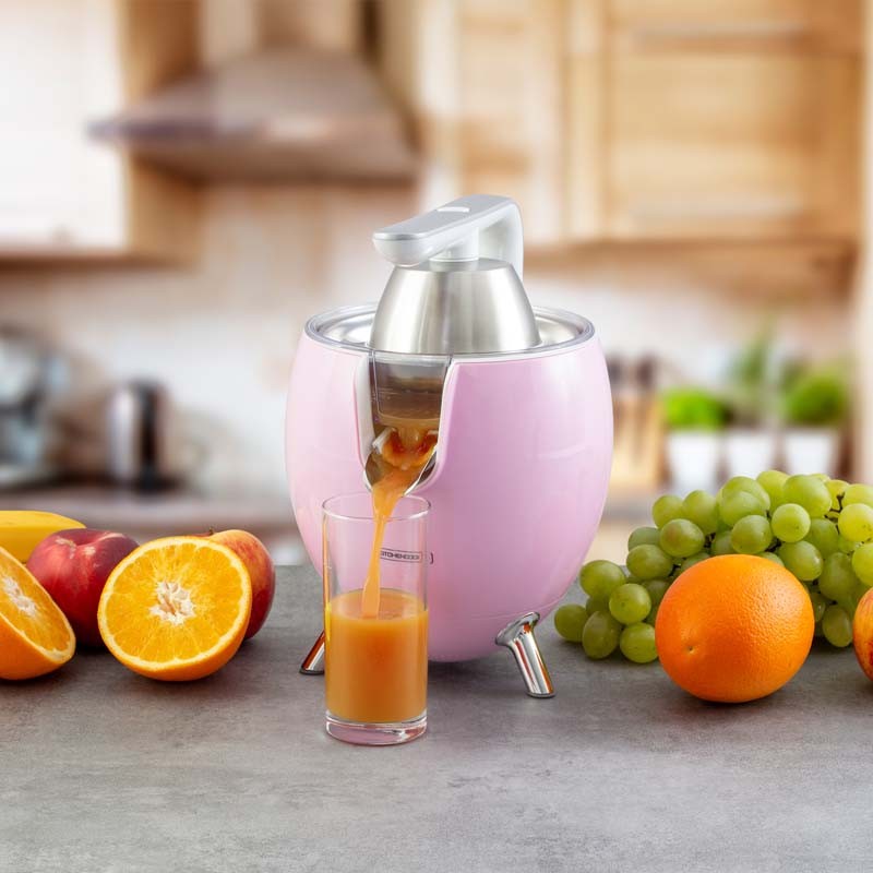 Presse agrumes double cônes avec filtre en acier PRESSPOD rose Kitchencook