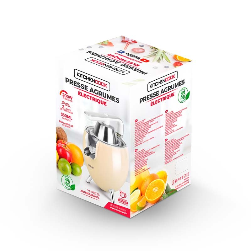 Presse agrumes double cônes avec filtre en acier PRESSPOD crème Kitchencook