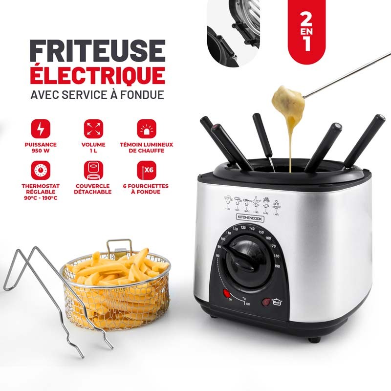 Friteuse électrique 2en1 avec service à fondue LITTLE FRY