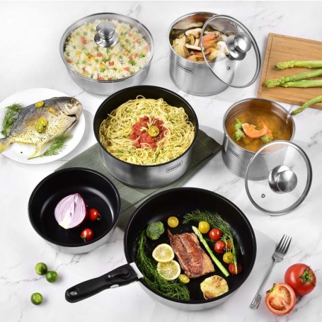 Batterie De Cuisine Inox Amovible 10 Pcs TFI FLEX10 IX De Kitchencook