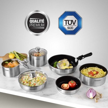 Batterie De Cuisine Inox Amovible 10 Pcs TFI FLEX10 IX De Kitchencook