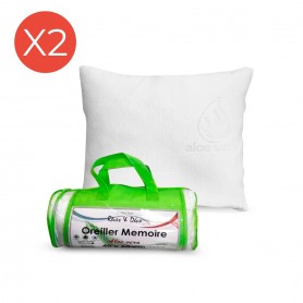 Lot de 2 oreillers mémoire de forme Aloe Vera 40x60 cm