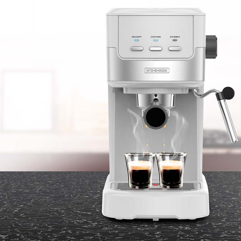 Machine à expresso moulu et dosette 20 bars COLORMOST Kitchencook blanc