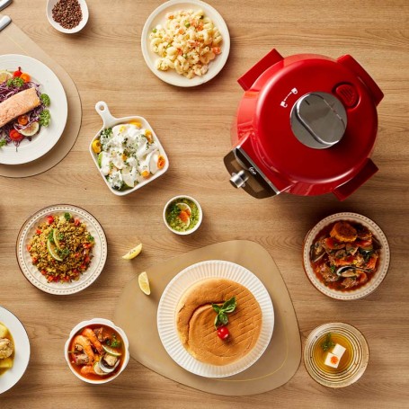 Autocuiseur intelligent connecté avec recettes LEO rouge Kitchencook