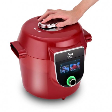 Autocuiseur intelligent connecté avec recettes LEO rouge Kitchencook