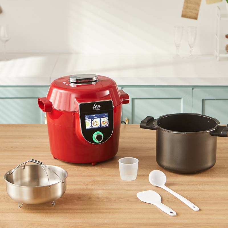 Autocuiseur intelligent connecté avec recettes LEO rouge Kitchencook