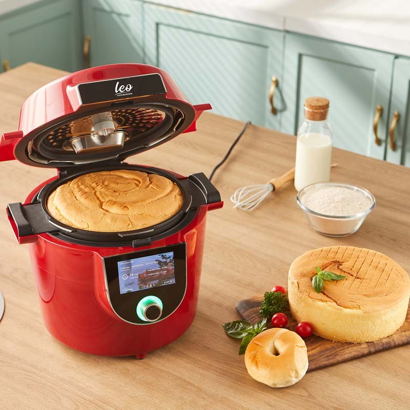Autocuiseur intelligent connecté avec recettes LEO rouge Kitchencook