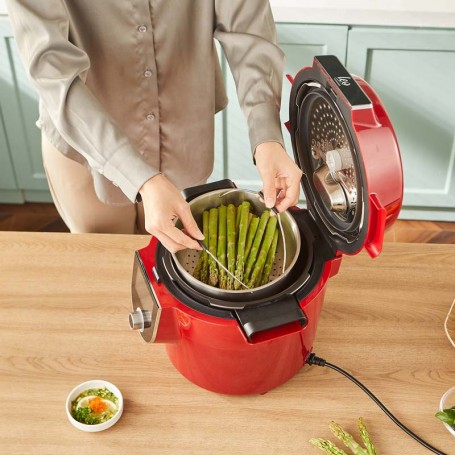 Autocuiseur intelligent connecté avec recettes LEO rouge Kitchencook