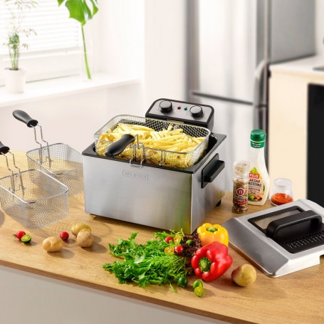 Friteuse Semi-Pro 3000w 5l Avec Fenêtre En Verre K-FRY XL INOX - Reconditionné