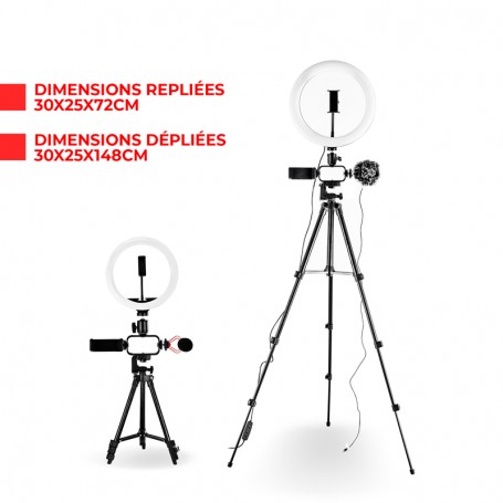 Trépied Vlogging Kit Avec Anneau Lumineux Livestreaming VLOG 550 - Reconditionné