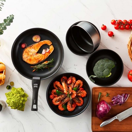 Batterie De Cuisine 6pcs Aluminium Avec Poignée Amovible TFI FEEL6G - Reconditionné