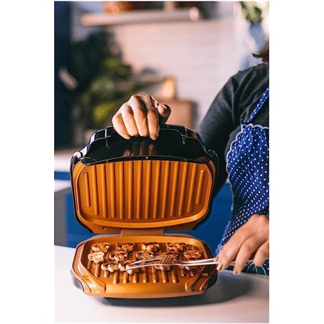 Grill cuivre de titane anti adhésif avec récupérateur de graisse  GRILL_02