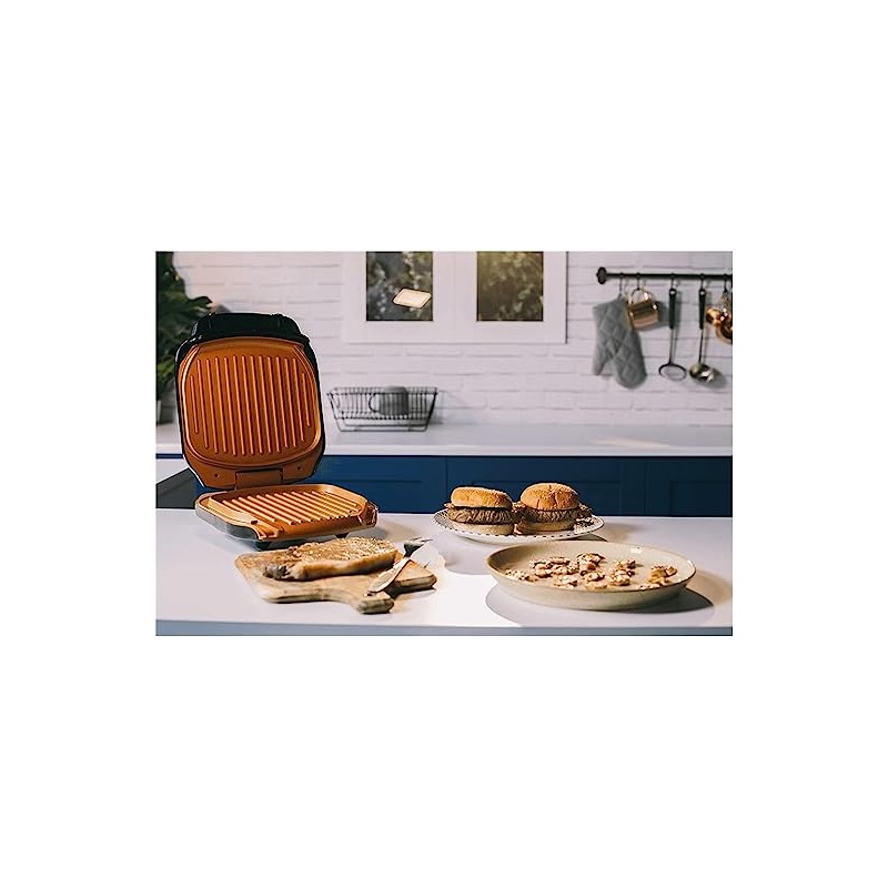 Grill cuivre de titane anti adhésif avec récupérateur de graisse  GRILL_02