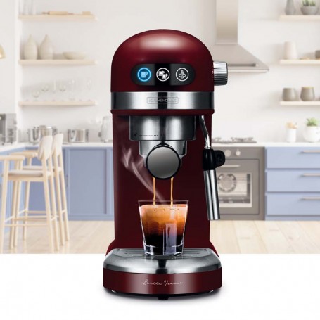 Machine à expresso 19 bars avec buse inox LITTLE VENICE bordeaux Kitchencook