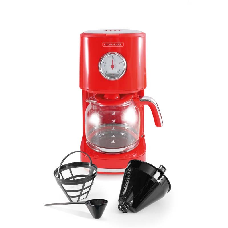 Cafetière style rétro avec filtre nylon réutilisable RETRO COFFEE rouge Kitchencook