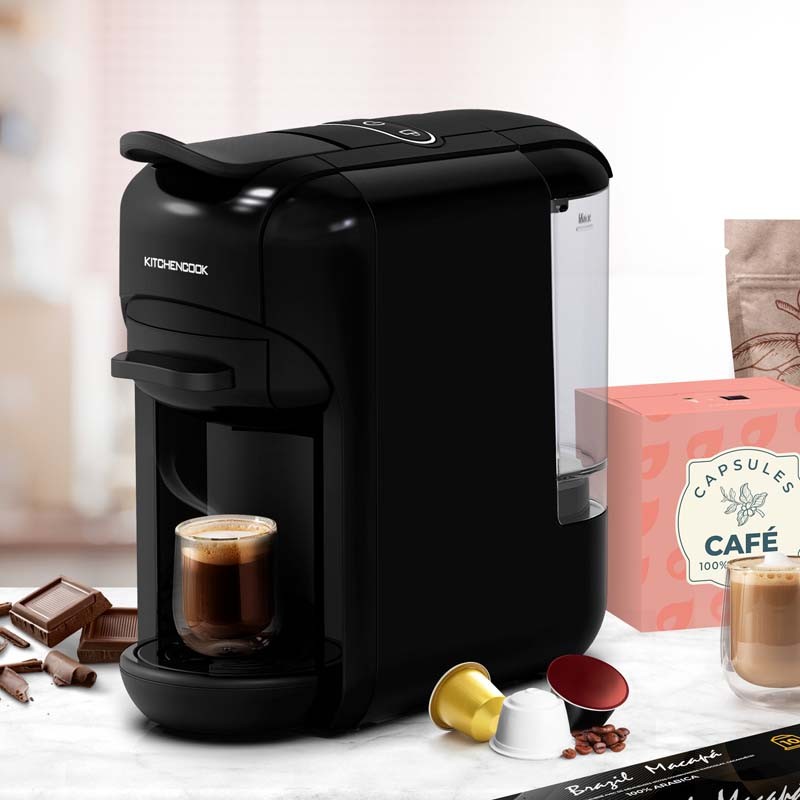 Machine à expresso multi dosettes et café moulu noire Kitchencook