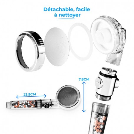 POMMEAU DE DOUCHE AVEC FILTRATION A BILLES DE YOGHI