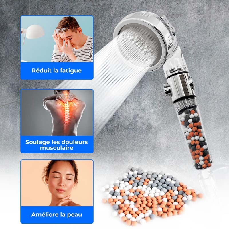 POMMEAU DE DOUCHE AVEC FILTRATION A BILLES DE YOGHI