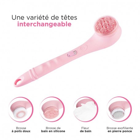 Brosse de douche électrique rose sans fil 4en1 CLEANBODY Yoghi