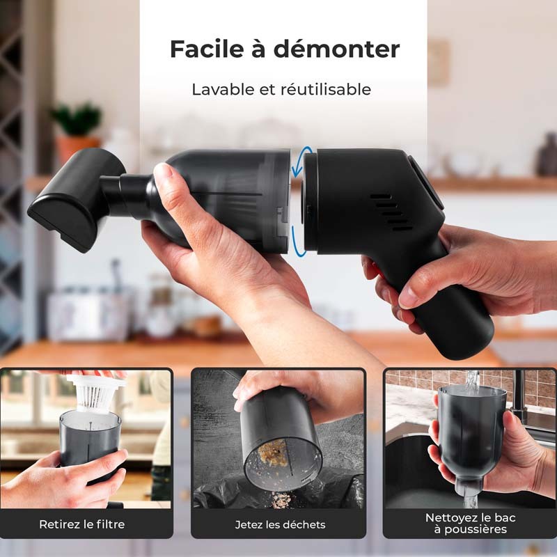 Aspirateur à main sans fil avec filtre HEPA lavable CRC50 Vortex