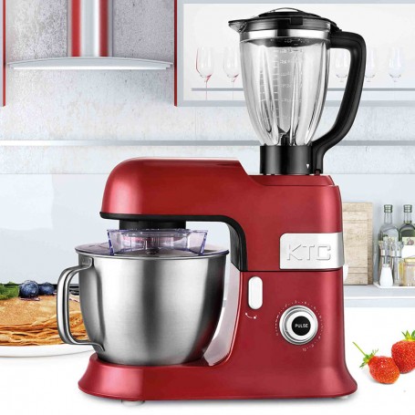 Robot pétrin avec blender en verre et accessoires en teflon EXPERTXL rouge Kitchencook