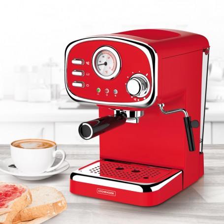 Machine à expresso café moulu avec buse vapeur LITTLE_ITALY_RED Kitchencook