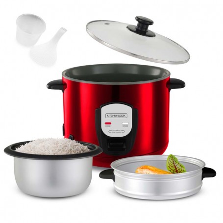 Cuiseur à riz de 1,8 L rouge avec panier vapeur JAPAN X RED de Kitchencook
