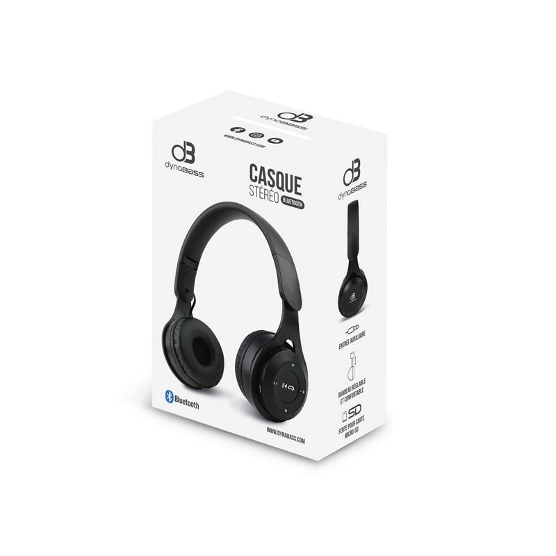 Casque stéréo bluetooth noir DBX220 de la marque Dynabass