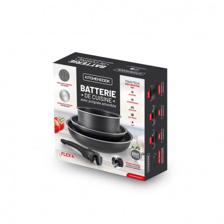 Batterie de cuisine TFI 4pcs avec poignée amovible FLEX4 de la marque Kitchencook