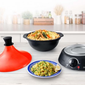 Tajine électrique avec pot en terre cuite KJINE_3 rouge Kitchencook 2