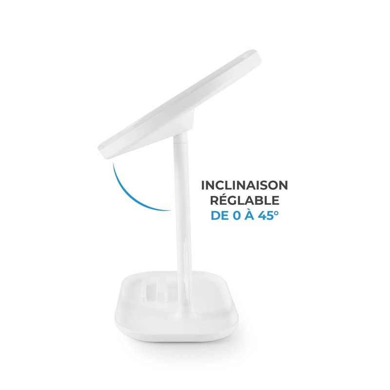 Miroir de table blanc avec LED et porte-bijoux recharcheable MIZO de Yoghi