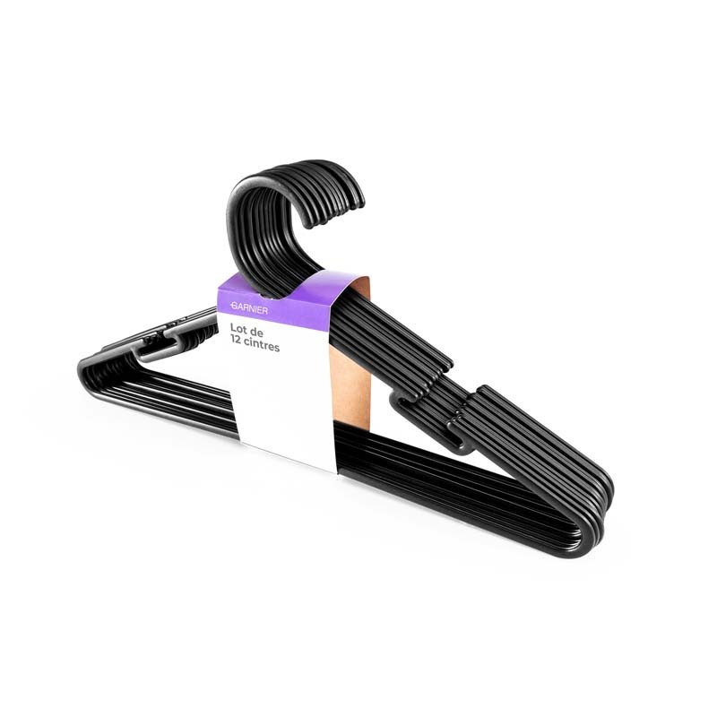 Lot de 12 Cintres noirs CIN12 de la marque Garnier