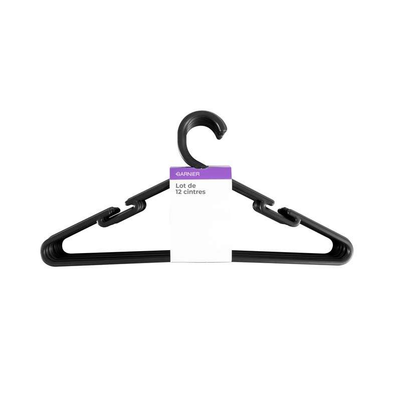 Lot de 12 Cintres noirs CIN12 de la marque Garnier