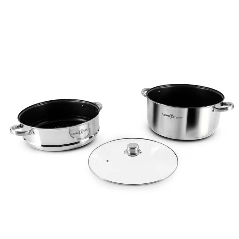 Couscoussier inox 20 cm tfi avec couvercle en verre MARRAKECH_20 de Kitchencook