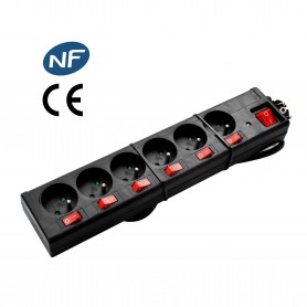 Lot de 3 Multiprises noire 6 prises avec interrupteurs indépendants FNB6KS06_BLACK_X3 de Pullman 2