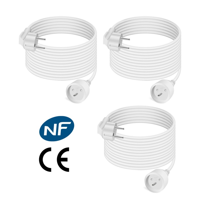 Lot de 3 rallonges de 5 mètres blanche FBY01_5M_WHITE_X3 de la marque Pullman