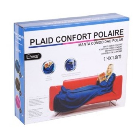 Plaid confort polaire avec manches et poche téléphone bleu de la marque Garnier