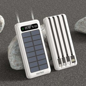 Batterie externe solaire avec câbles intégrés SOLARHUB WHITE 10 de Vortex 2