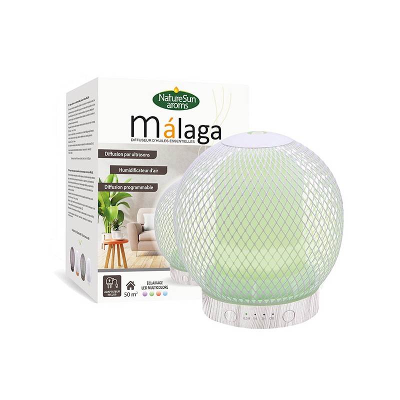 DIFFUSEUR D'HUILES ESSENTIELLES MALAGA BOIS BLANC NATUR'SUN AROMS