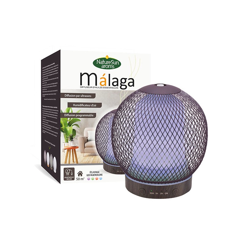 DIFFUSEUR D'HUILES ESSENTIELLES MALAGA BOIS FONCÉ NATUR'SUN AROMS