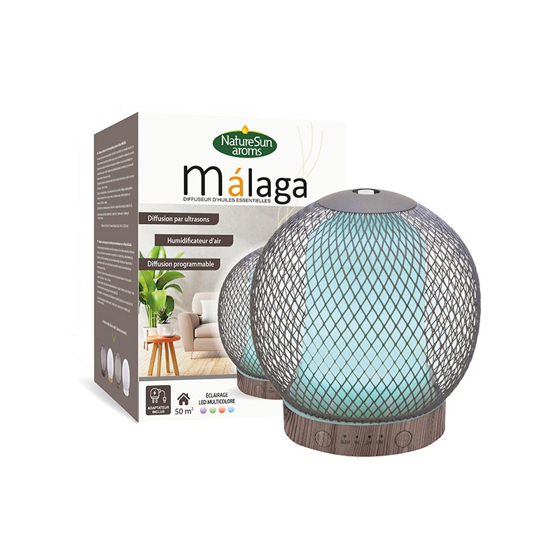 DIFFUSEUR D'HUILES ESSENTIELLES MALAGA BOIS GRIS NATUR'SUN AROMS