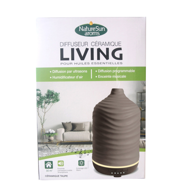 DIFFUSEUR D'HUILES ESSENTIELLES LIVING CÉRAMIQUE GRIS TAUPE NATUR'SUN AROMS