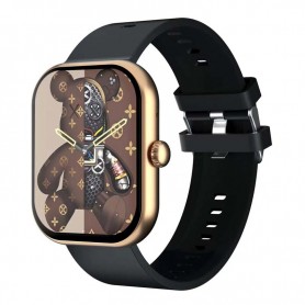MONTRE CONNECTÉE CADRAN GOLD 2 BRACELETS SILICONE NOIR ET BEIGE INWATCH II GOLD ICONIC 2