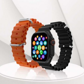 MONTRE CONNECTÉE CADRAN NOIR 2 BRACELETS SILICONE NOIR ET ORANGE INWATCH I BLACK ICONIC 2