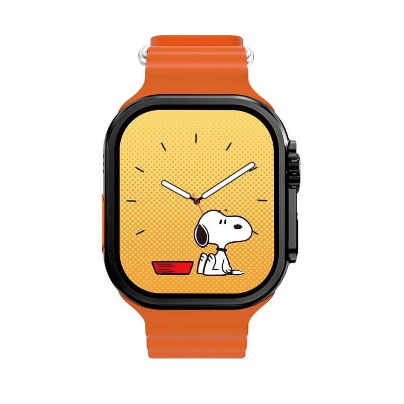 MONTRE CONNECTÉE CADRAN NOIR 2 BRACELETS SILICONE NOIR ET ORANGE INWATCH I BLACK ICONIC