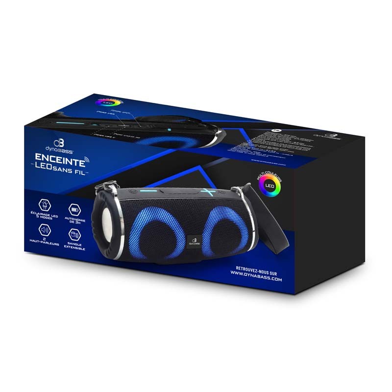 ENCEINTE PORTABLE LED 10W DBE30 BLACK DYNABASS