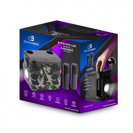 ENCEINTE PORTABLE KARAOKÉ 2 MICROS DBE50 ARMY DYNABASS