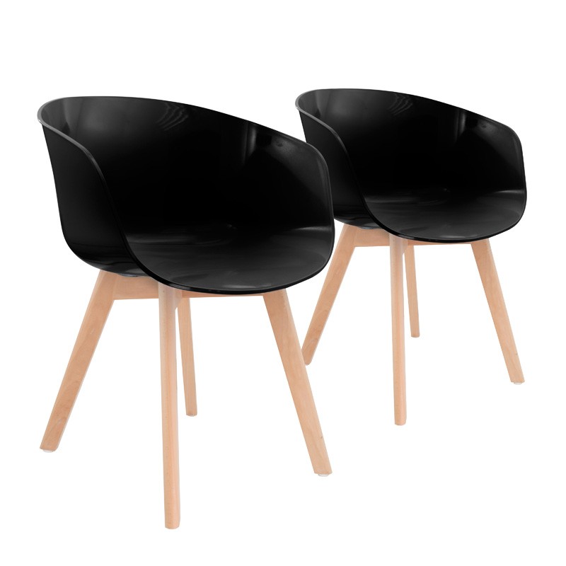Lot de 2 chaises avec pieds en bois de hêtre SPIRIT noir MAC ANDREWS